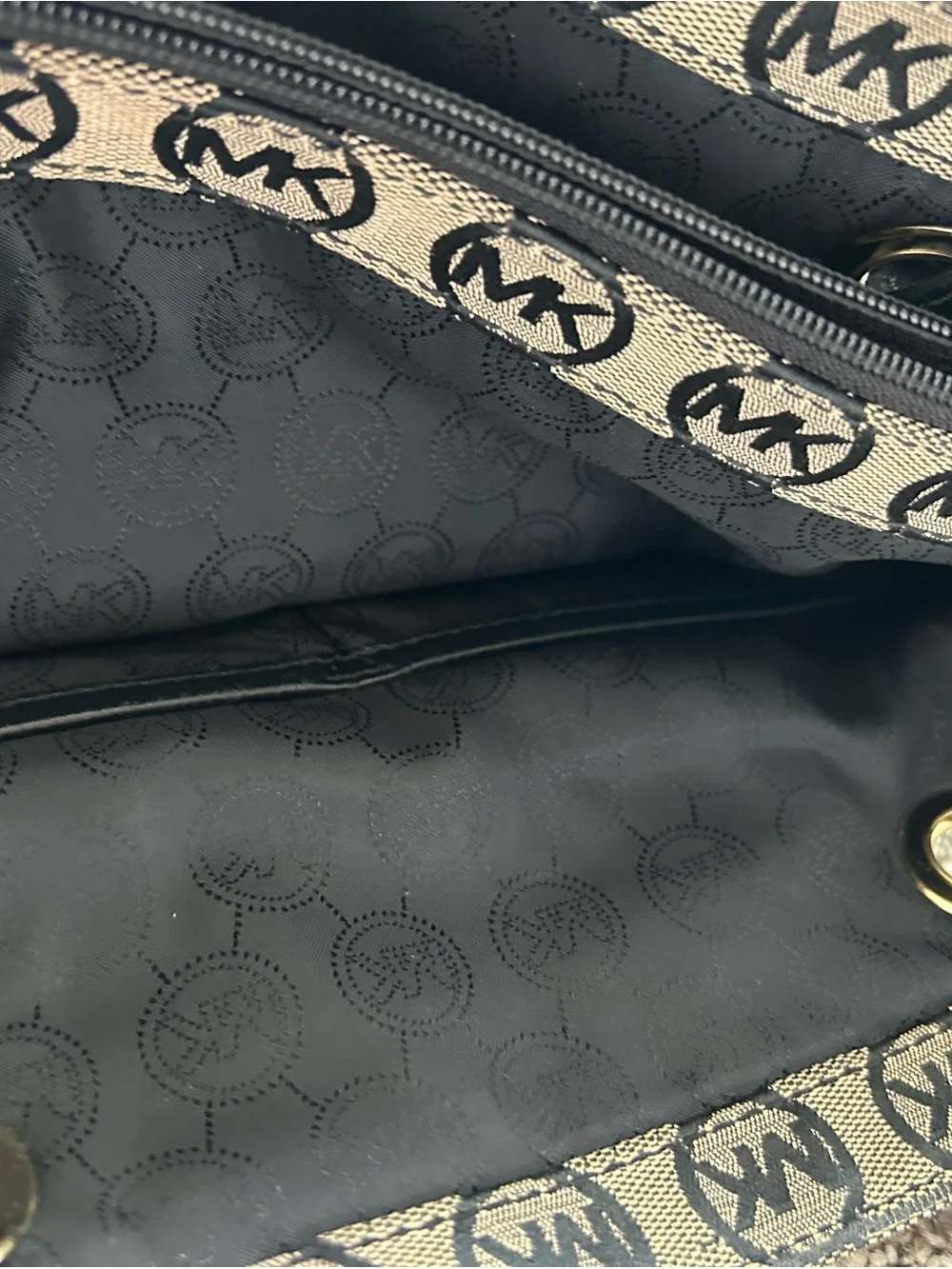 Michael Kors Brown Logo Canvas Tote with Brown Handles
